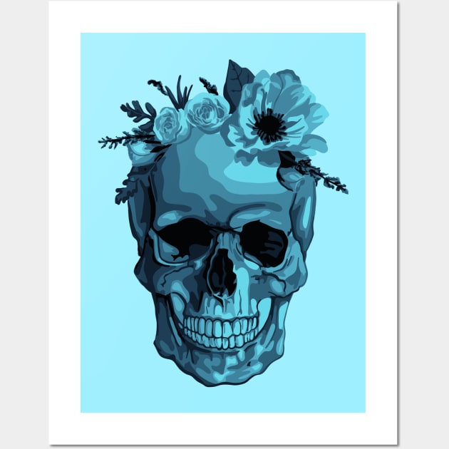 Skull With Flower Crown Wall Art by Slightly Unhinged